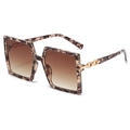Modern oversized square sunglasses with tortoiseshell frames and gold metal accents - Tortoise Shell Frame