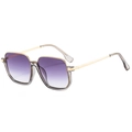 Fashionable square sunglasses with gradient purple lenses and a transparent grey frame - Grey Frame Grey Lens