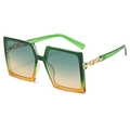Fashionable oversized square sunglasses with gradient frames and gold chain temples - Green Yellow Frame Green Yellow Lens
