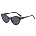 Classic black cat-eye sunglasses with dark grey lenses in a retro minimalist style - Black Frame Grey Lens