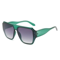 Oversized square sunglasses with green translucent frames and grey gradient lenses - Green Frame Double Gray Lenses