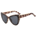 Occhiali da sole cat-eye tartarugati marroni con dettagli in metallo dorato sulle stanghette - Montatura Tartarugata Lenti Grigie