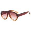 Oversize aviator sunglasses with gradient brown frames and golden metal stud accents - Gradient Tea Frame Gradient Tea Lens