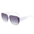 Fashionable oversized square sunglasses with white frame and purple gradient lenses - White Frame Gray Lens