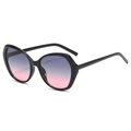 Modern irregular oversized sunglasses with black frames and blue-pink gradient lenses - Black Frame Grey Pink Lens