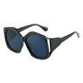 Gafas de sol geométricas de gran tamaño con montura negra irregular y lentes azules - Montura Negra Lentes Grises