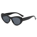 Retro γυαλιά ηλίου cat-eye με γυαλιστερό μαύρο οβάλ σκελετό και σκούρους γκρίζους φακούς - Μαύρος Σκελετός Γκρι Φακοί