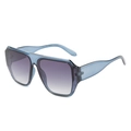 Fashionable blue transparent square oversized sunglasses with gradient purple lenses - Blue Frame Gradient Grey Lens