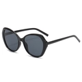 Fashionable oversized butterfly sunglasses in glossy black resin with dark gray lenses - Black Frame Grey Lens