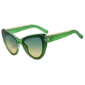 Lunettes de soleil œil de chat à monture verte et verres dégradés colorés - Monture Verte Verres Vert Jaune