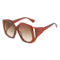 Gafas de sol geométricas ámbar con patillas caladas y lentes de color marrón degradado - Montura Té Marrón Lentes Té