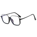 Classic black full-rim anti-blue light metal glasses frame with slim temples - All Black