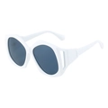 Oversized irregular white frame sunglasses with hollow temple and grey polarized lenses - White Frame Gray Lens