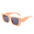 Retro orange rectangular sunglasses with thick frames and dark grey resin lenses - Orange Frame Grey Lens