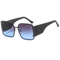 Fashion square oversized sunglasses with black frame and blue-purple gradient lenses - Black Legs Grey Blue Lens