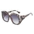 Fashionable oversized irregular sunglasses with leopard print frames and gradient lenses - Leopard Frame Gradient Grey Lens