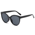 Occhiali da sole cat eye oversize in nero lucido con lenti grigio scuro alla moda - Montatura Nera Lenti Grigie