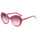 Women's oversized red translucent cat-eye sunglasses with gradient purple lenses - Red Frame Gradient Pink Lens