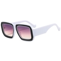 Lunettes de soleil carrées blanches et noires avec verres dégradés violets - Monture Noir et Blanc Verres Gris Rose