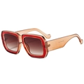 Lunettes de soleil oversize carrées bicolores ambre et rouge avec verres dégradés thé - Monture Thé Rouge Verres Thé