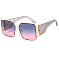 Lunettes de soleil carrées à monture métallique avec verres dégradés bleu-rose et or - Branches Gris Transparent Verres Gris Rose