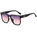 Fashionable oversized square sunglasses with black frame and purple-pink gradient lenses - Black Frame Grey Pink Lens