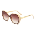 Occhiali da sole oversize cat-eye con lenti sfumate e stanghette in metallo dorato - Montatura Marrone Beige Lente Tè