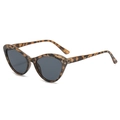 Retro cat-eye sunglasses featuring classic tortoiseshell frames and dark grey UV lenses - Leopard Frame Grey Lens