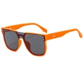 Fashion oversized square sunglasses with bright orange frames and dark gray lenses - Orange Frame Grey Lens