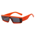 Futuristic sports sunglasses with orange one-piece thick frame and dark gray lenses - Orange Frame Grey Lens