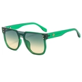 Chic square green transparent flat top sunglasses with gold rivets and gradient lenses - Green Frame Green Yellow Lens