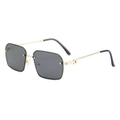 Vintage square sunglasses with twisted gold metal temples and black tinted lenses - Gold Frame Black Grey