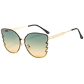 Fashion butterfly-shaped sunglasses with gradient lenses and gold metal frame main view - Gold Frame Green Yellow Lens