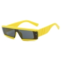 Fashionable bright yellow square frame sunglasses with trendy rectangle dark lenses - Yellow Frame Grey Lens