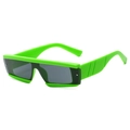 Modern neon green square frame sunglasses with retro futuristic rectangle dark grey lenses - Green Frame Grey Lens