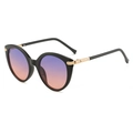 Occhiali da sole cat-eye retrò con montatura nera e lenti sfumate viola-arancio - Montatura Nera Lenti Grigio Rosa