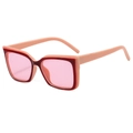 Lunettes de soleil carrées rétro bicolores rouge et rose pour femmes avec verres teintés - Monture Rose Rouge Verres Roses