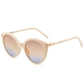 Occhiali da sole cat-eye beige con lenti sfumate arancio-blu e accenti in metallo oro - Montatura Beige Lenti Marrone Blu