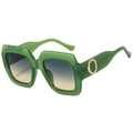 Oversized square sunglasses in transparent green with gradient lenses and gold metal details - Green Frame Green Yellow Lens