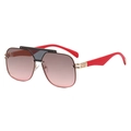 Modern oversized semi-rimless sunglasses with pink gradient lenses and bold red temples - Gold Frame Gray Pink Lens