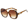 Retro oversized zonnebril met schildpadpatroon, bruine verloopglazen en gouden accenten - Schildpad Frame Thee Lenzen
