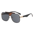Fashion oversized pilot sunglasses with gold frame and dark grey lenses for UV protection - Gold Frame Grey Lens