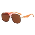Fashion oversized sunglasses with gold metal frame and trendy orange temples - Gold Frame Tea Lens