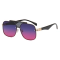 Fashion oversized pilot sunglasses with purple to pink gradient lenses and gold metal frame - Gold Frame Blue Purple Lens