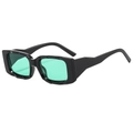 Chic square frame sunglasses in black gloss with mint green translucent lenses - Black Frame Green Lens