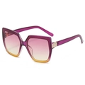 Vintage oversized square cat-eye sunglasses with purple gradient lenses and rhinestone trim - Purple Yellow Frame Gradient Pink Lens