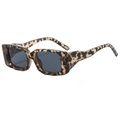 Chic square frame leopard print sunglasses with dark grey lenses in a retro aesthetic - Leopard Frame Grey Lens