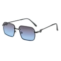 Square metal sunglasses with blue-grey gradient lenses and twisted weave temples - Black Frame Grey Blue Lens