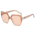 Champagne oversized cat-eye sunglasses with rhinestone detailing on the frames - Champagne Frame Champagne Lens