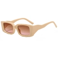 Retro cream square sunglasses with thick textured frame and brown gradient lenses - Beige Frame Tea Lens